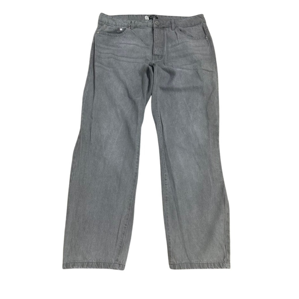 boohooMAN Mens Grey Relaxed Fit Straight Leg Denim Jeans Size 36 Regular
